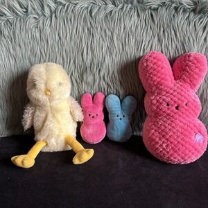 Pottery Barn Chickadee /Easter Peeps Plush Glow Bunny & 2 Baby Bunnies Bundle